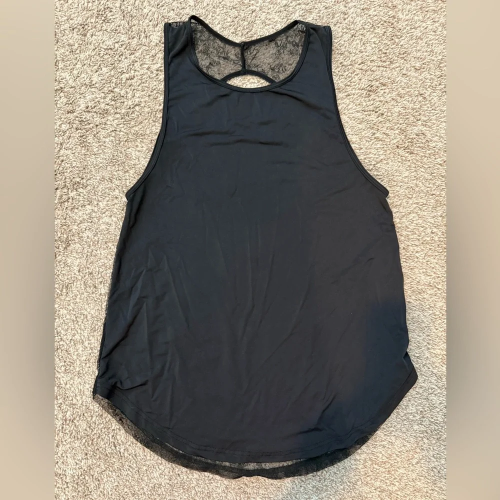 Mono B Black Lace-Trim Athletic Tank & sports Bra - Picture 2 of 13